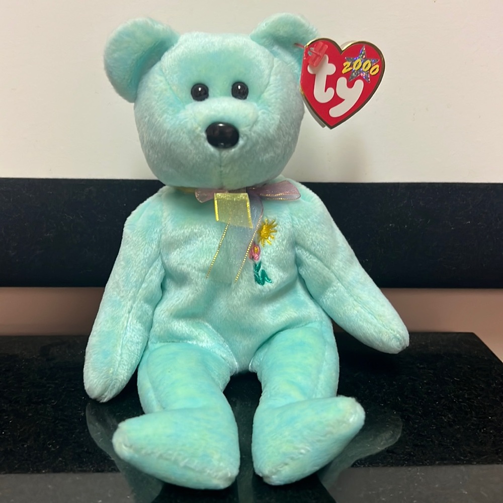 Ty beanie baby 2000 Ariel spring blue bear flower sun 008421042883 original